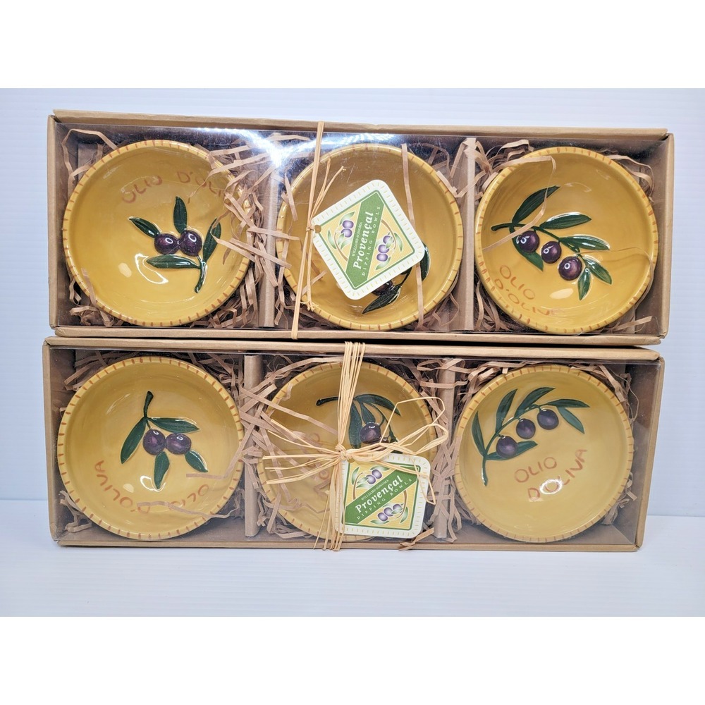 Williams Sonoma Olio d'Oliva 6 Olive Oil 5" Dipping Bowls Made in Italy NEW